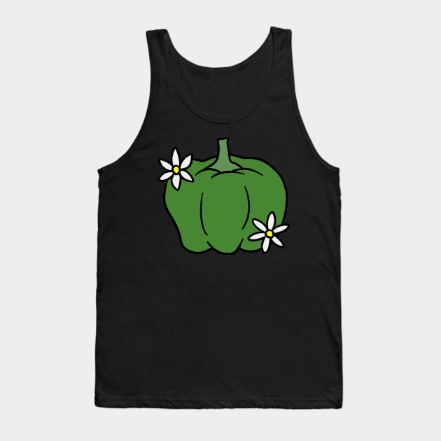 Green Pepper with Blossoms Tank Top by saradaboru